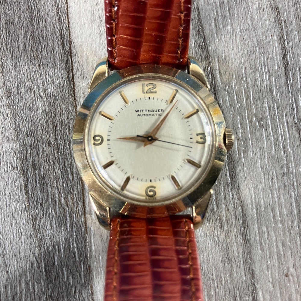 Vintage Wittnauer Men's Automatic Watch 17 Jewels 10K Gold Filled Swiss 1950s